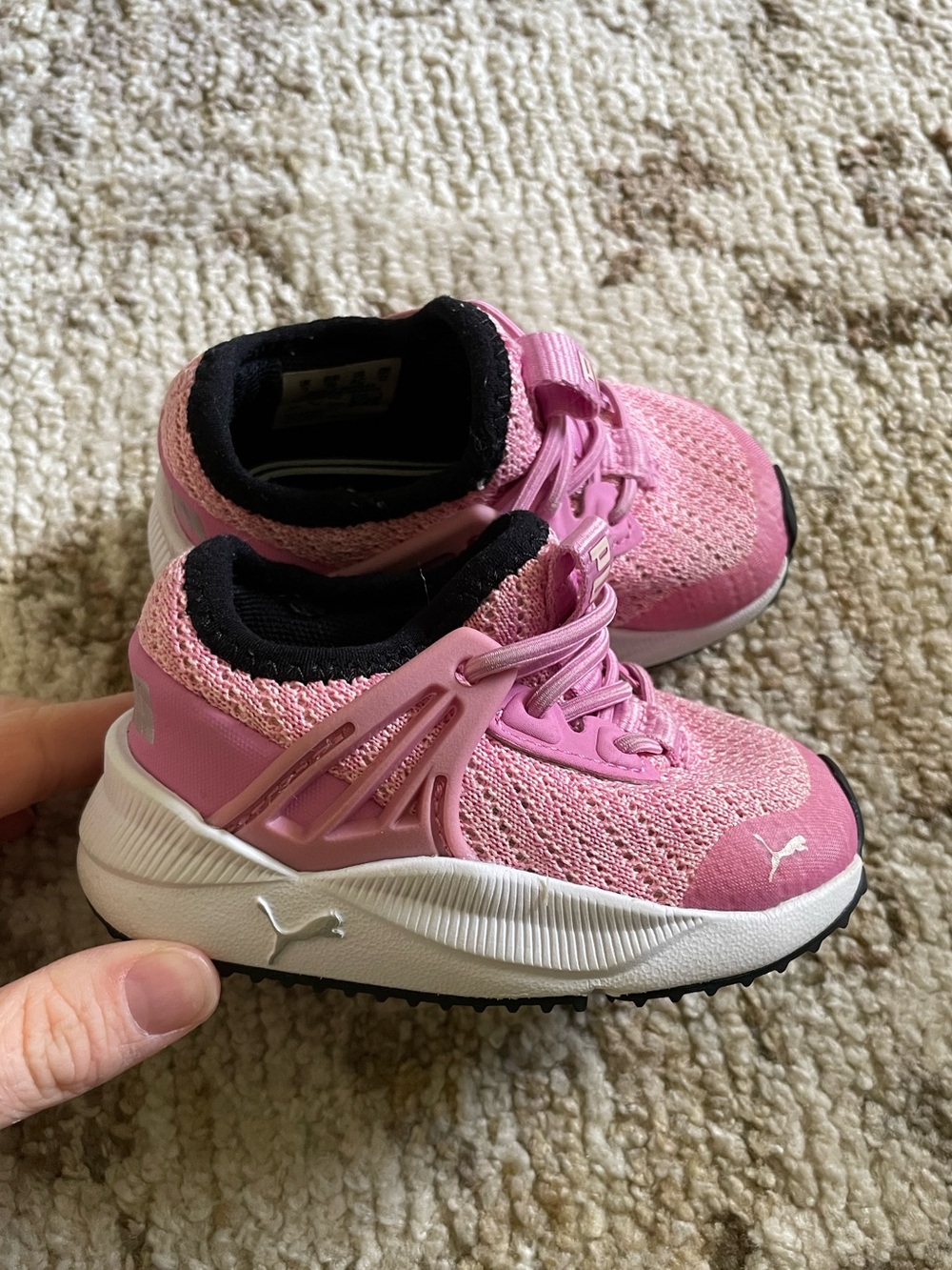 Puma Kids Pink Knit Lace-Up Sneakers